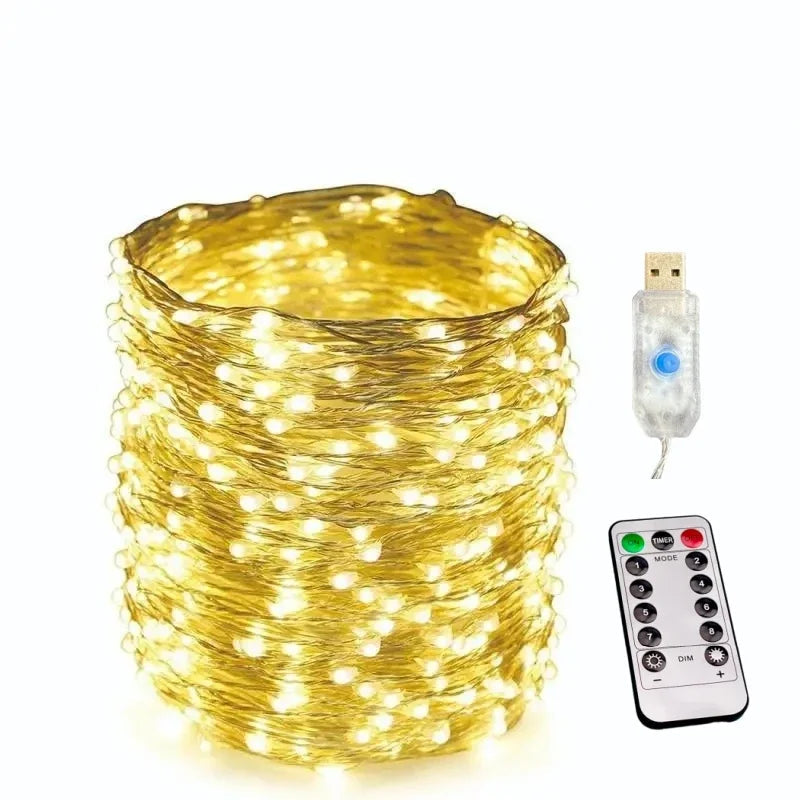 guirlande lumineuse led étanche avec télécommande pour fêtes et décorations
