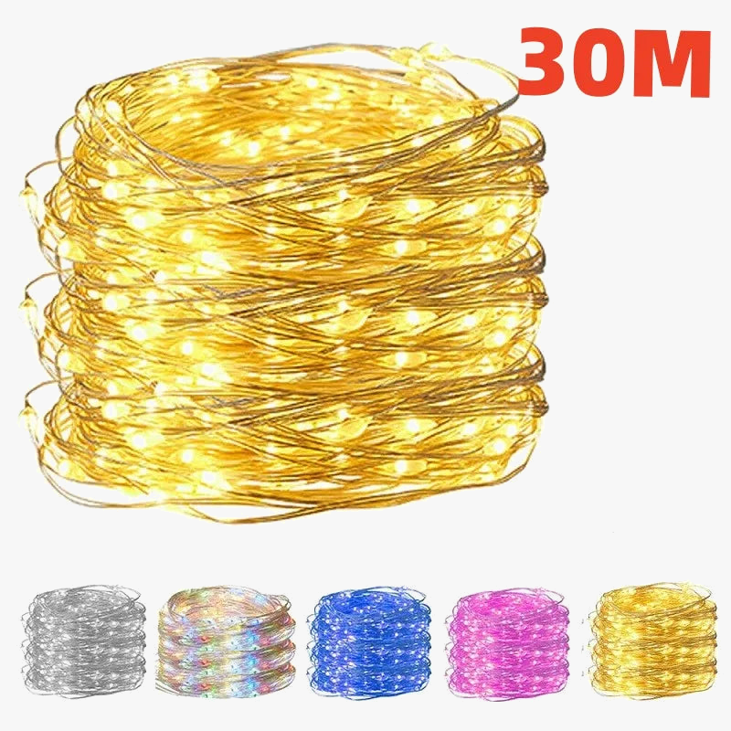 guirlande lumineuse led usb en cuivre argent pour décorations de fête