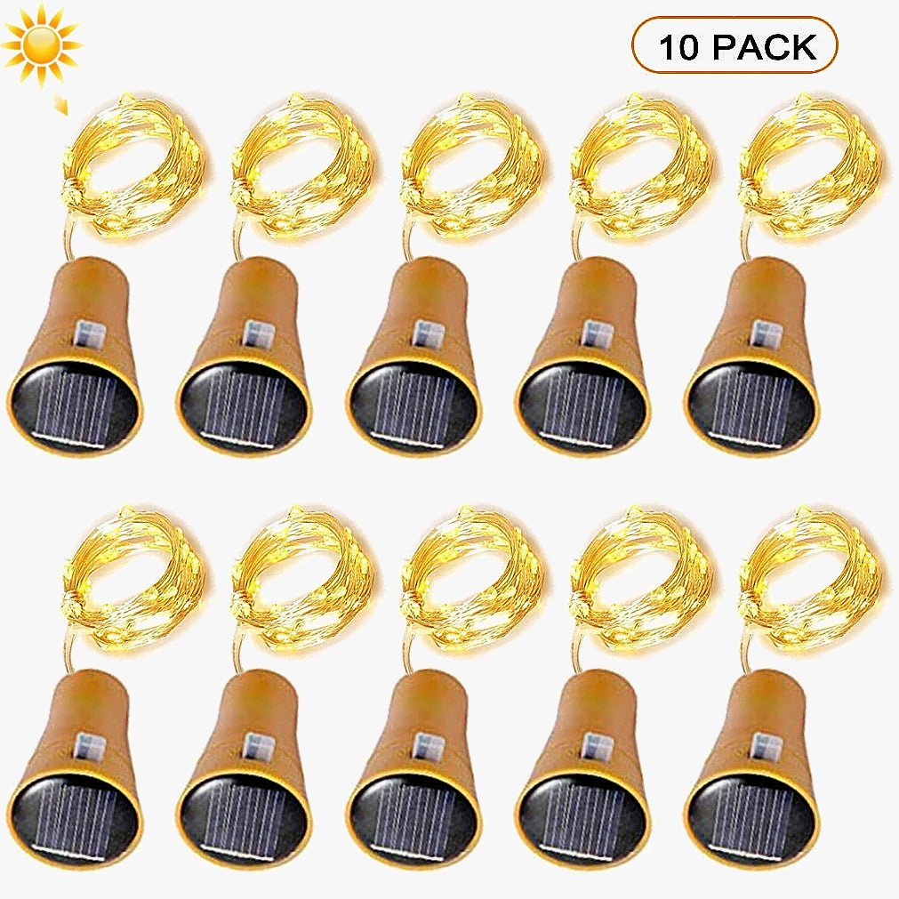 guirlande lumineuse solaire en cuivre pour bouteilles décoratives