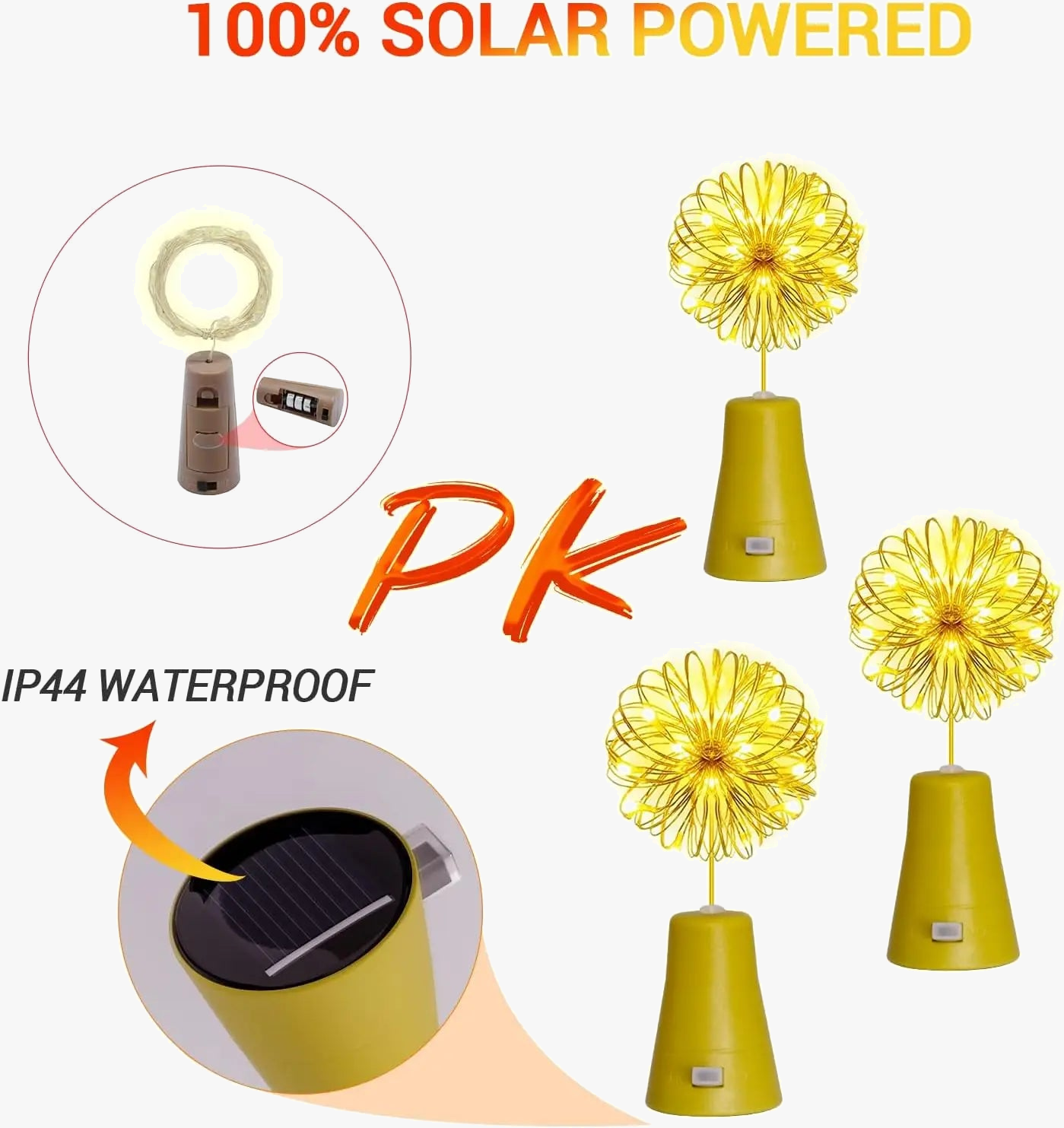 guirlande lumineuse solaire en cuivre pour bouteilles décoratives