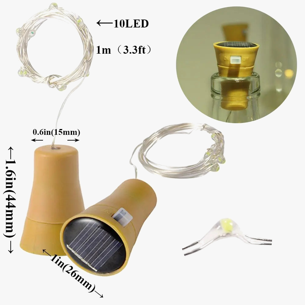 guirlande lumineuse solaire en cuivre pour bouteilles décoratives
