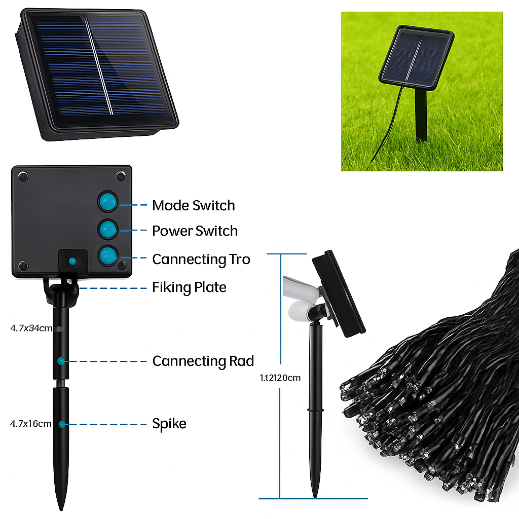 guirlande lumineuse solaire étanche pour extérieur jardin mariage Noël