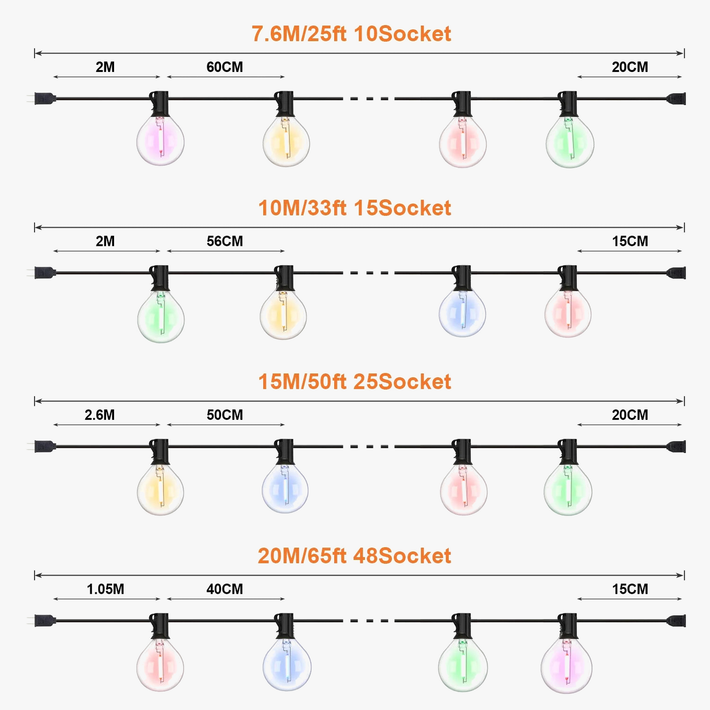 guirlande lumineuse étanche connectable pour décorations de fête