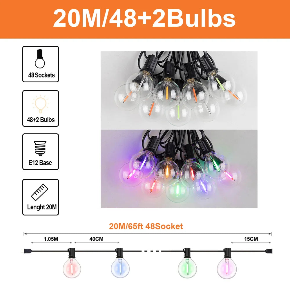 guirlande lumineuse étanche connectable pour décorations de fête