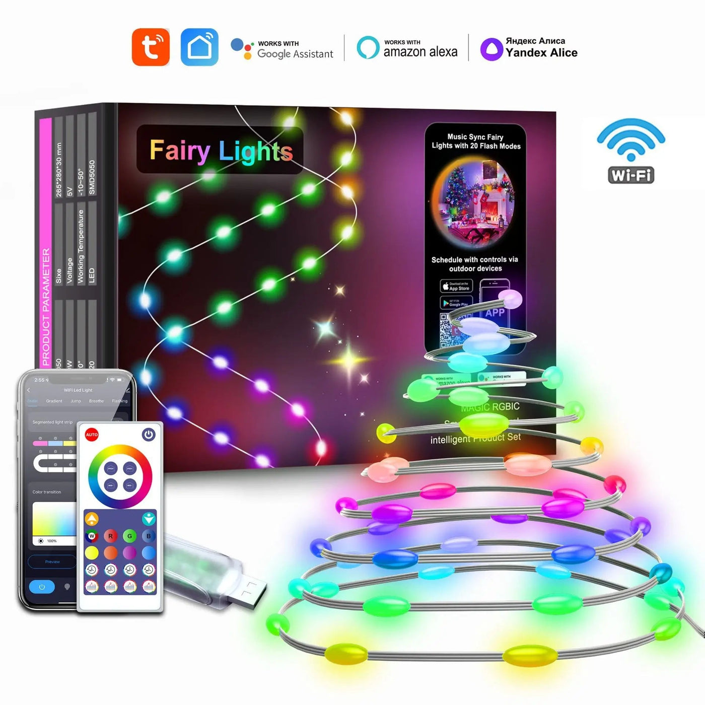 guirlande lumineuse usb noël rgbic télécommande musique étanche
