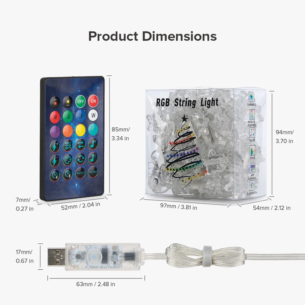 guirlande lumineuse usb ws2812b décorative pour fêtes et anniversaires