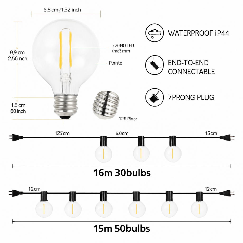 Guirlandes lumineuses extérieures Led G40