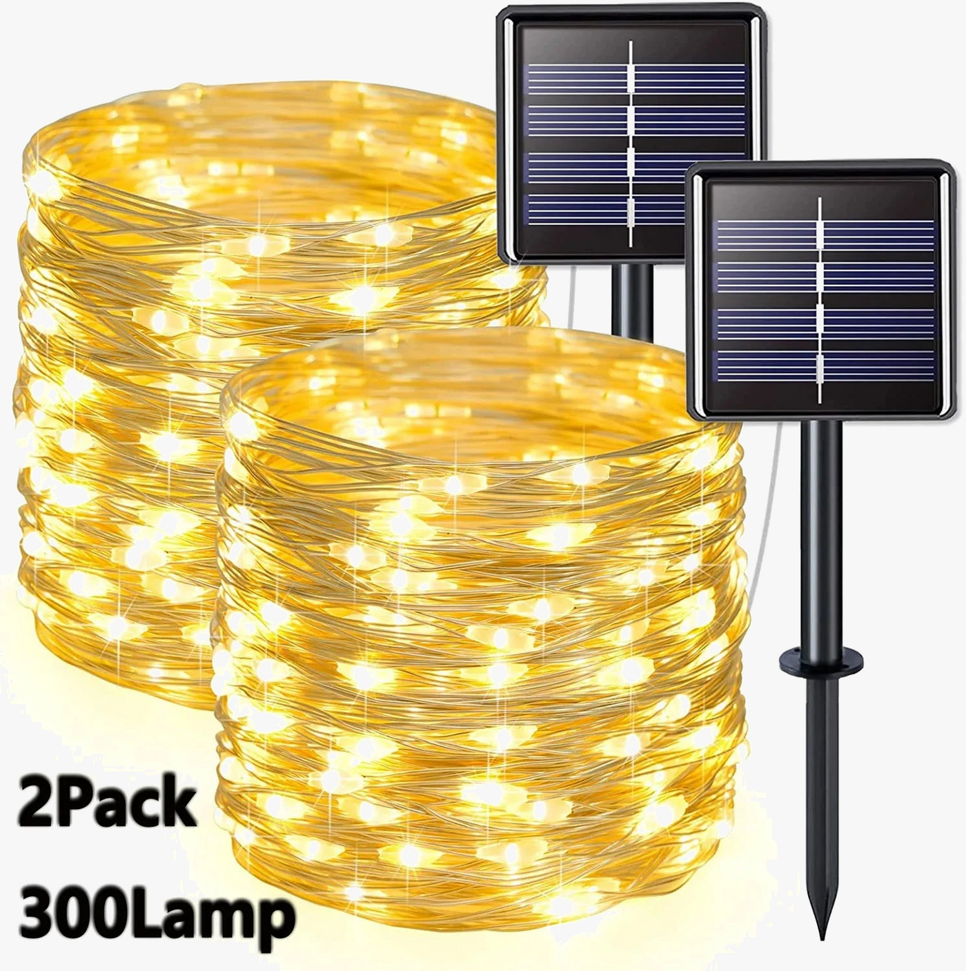 guirlandes lumineuses solaires étanches 300 led 8 modes fil cuivre