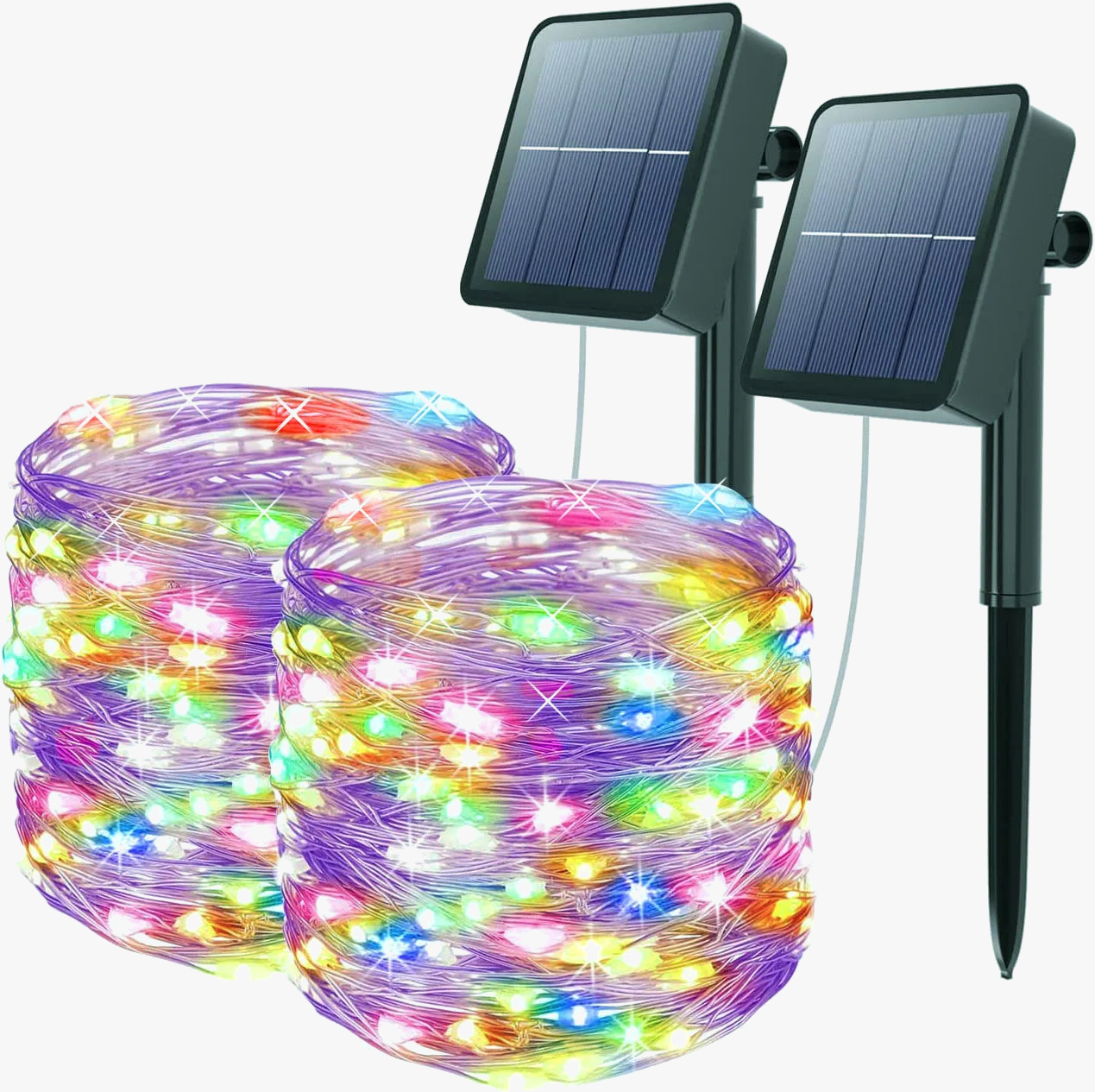 guirlandes lumineuses solaires étanches 300 led 8 modes fil cuivre