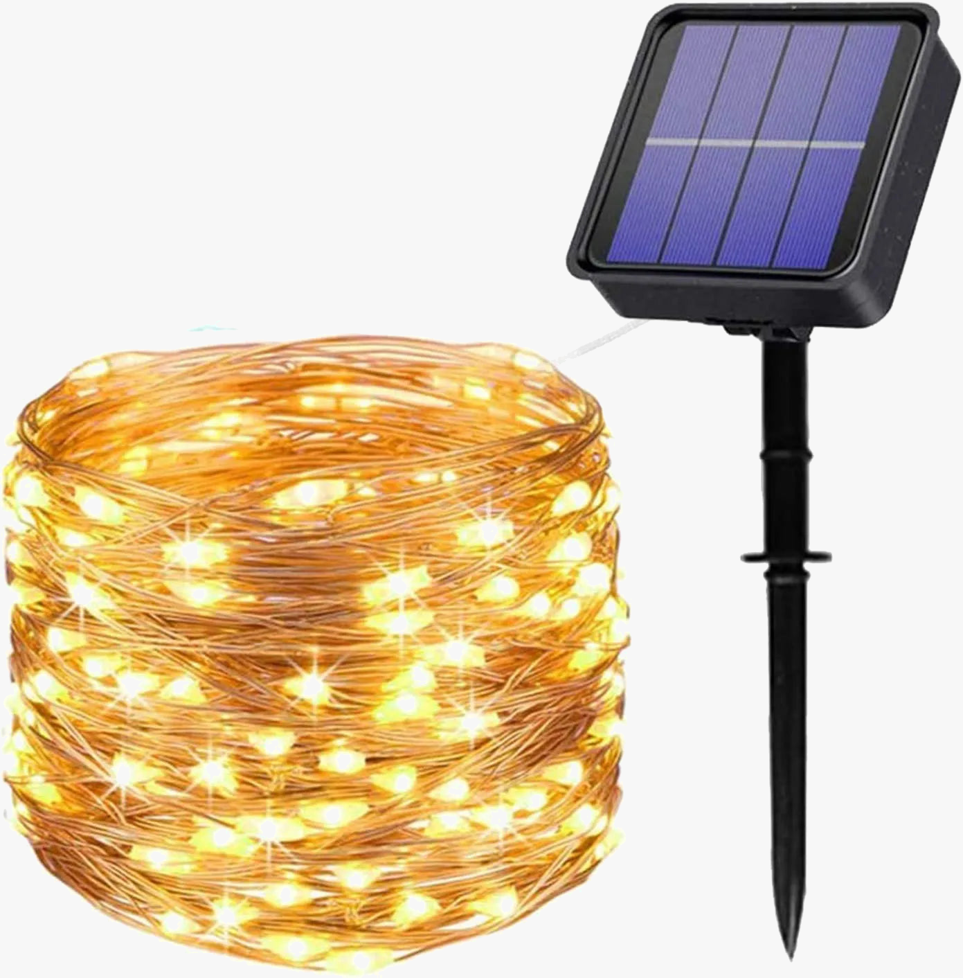 guirlandes lumineuses solaires étanches 300 led 8 modes fil cuivre