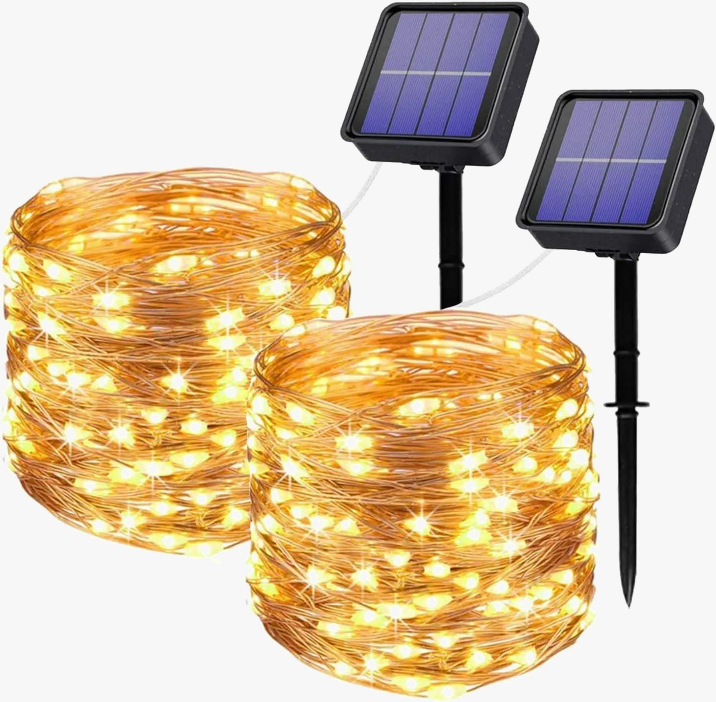 guirlandes lumineuses solaires étanches 300 led 8 modes fil cuivre