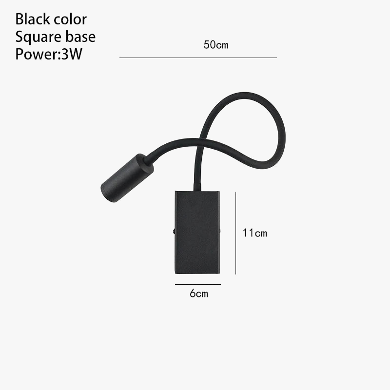 GYS mur Led lampe chevet liseuse 3W Spot lumière interrupteur marche/arrêt blanc noir Table bureau Flexible AC85-265V éclairage intérieur