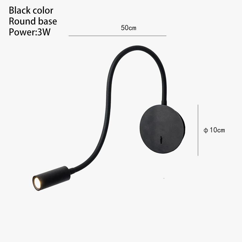 GYS mur Led lampe chevet liseuse 3W Spot lumière interrupteur marche/arrêt blanc noir Table bureau Flexible AC85-265V éclairage intérieur