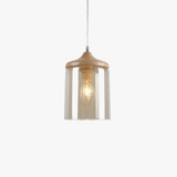 gzmj abat-jour simple en verre bois luminaire suspendu