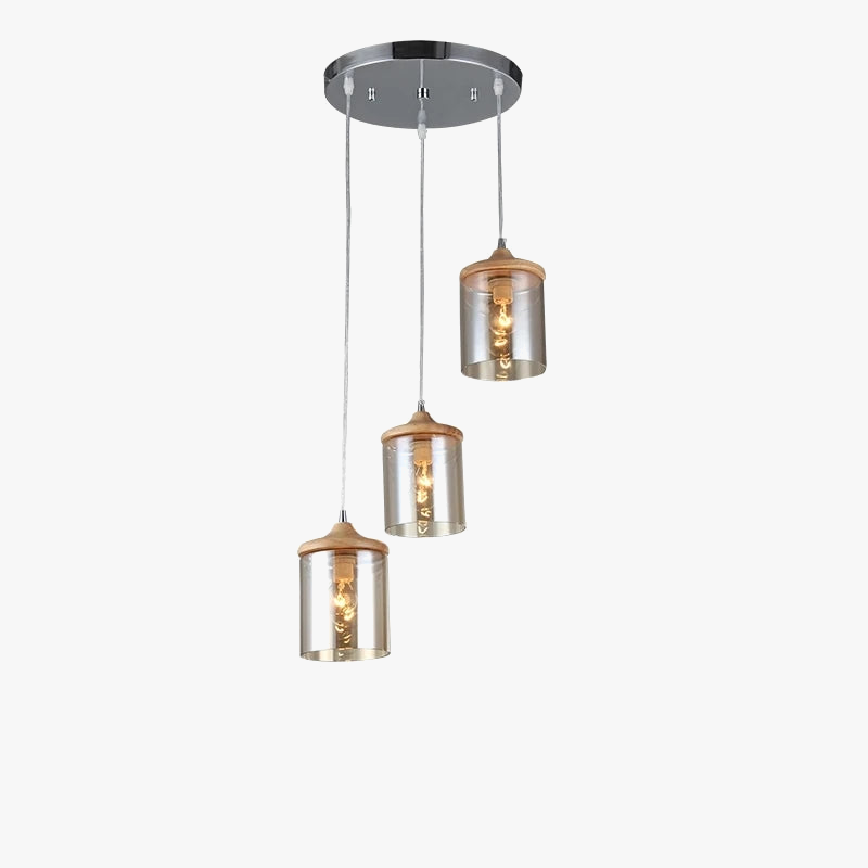 gzmj abat-jour simple en verre bois luminaire suspendu