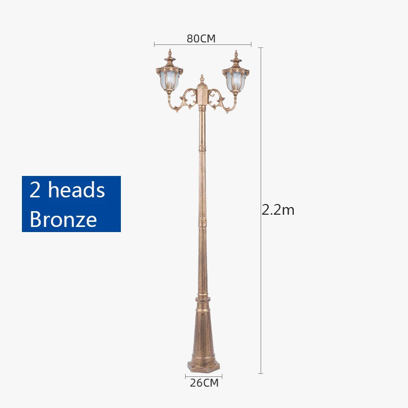 (H: 2.2 m) lampe de paysage européenne 2/3 tête cour lampadaire jardin extérieur moulé sous pression lampe de pelouse éclairage de Villa