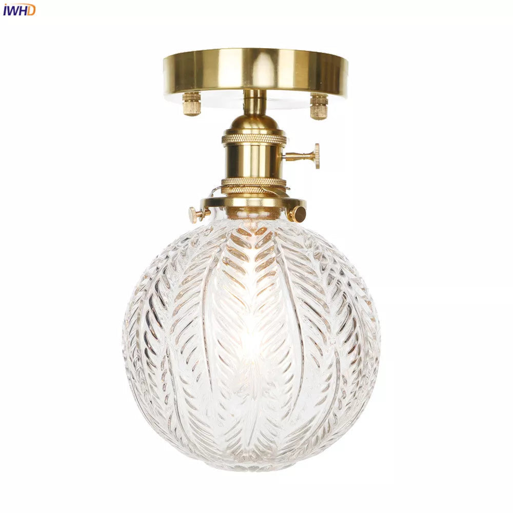 IWHD nordique japon Style cuivre plafonniers pour salon chambre boule De verre plafonnier Plafondlamp LED Lampara De Techo