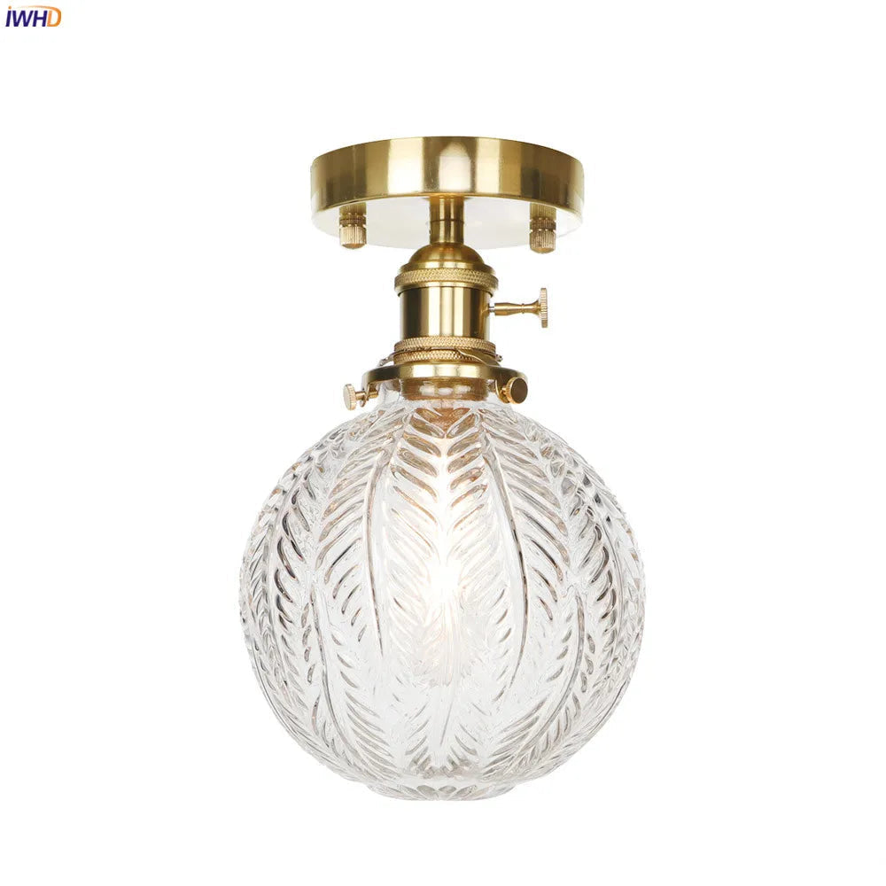 IWHD nordique japon Style cuivre plafonniers pour salon chambre boule De verre plafonnier Plafondlamp LED Lampara De Techo