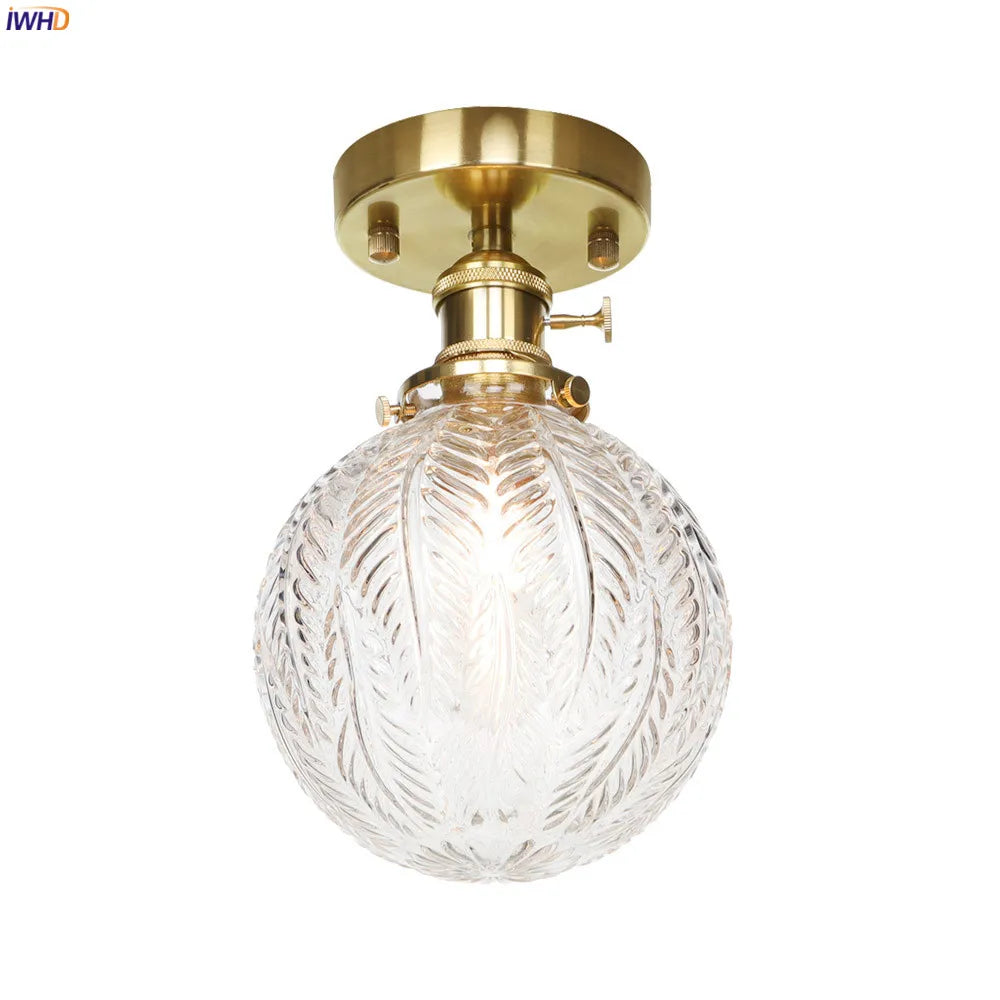 IWHD nordique japon Style cuivre plafonniers pour salon chambre boule De verre plafonnier Plafondlamp LED Lampara De Techo