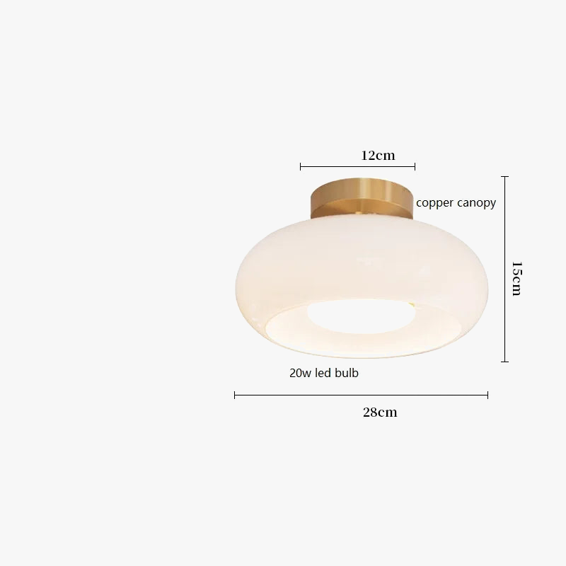 IWHD nordique plafond moderne à LEDs lampe maison éclairage intérieur chambre salon salle à manger cuivre jaune verre abat-jour lampara