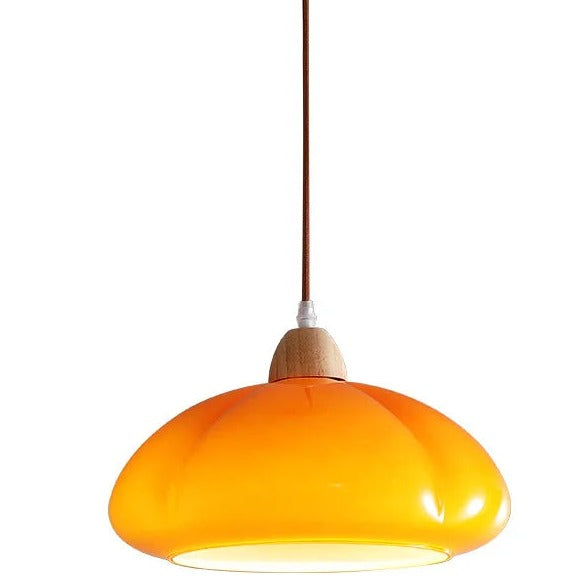 suspension citrouille verre led style japonais vintage bois