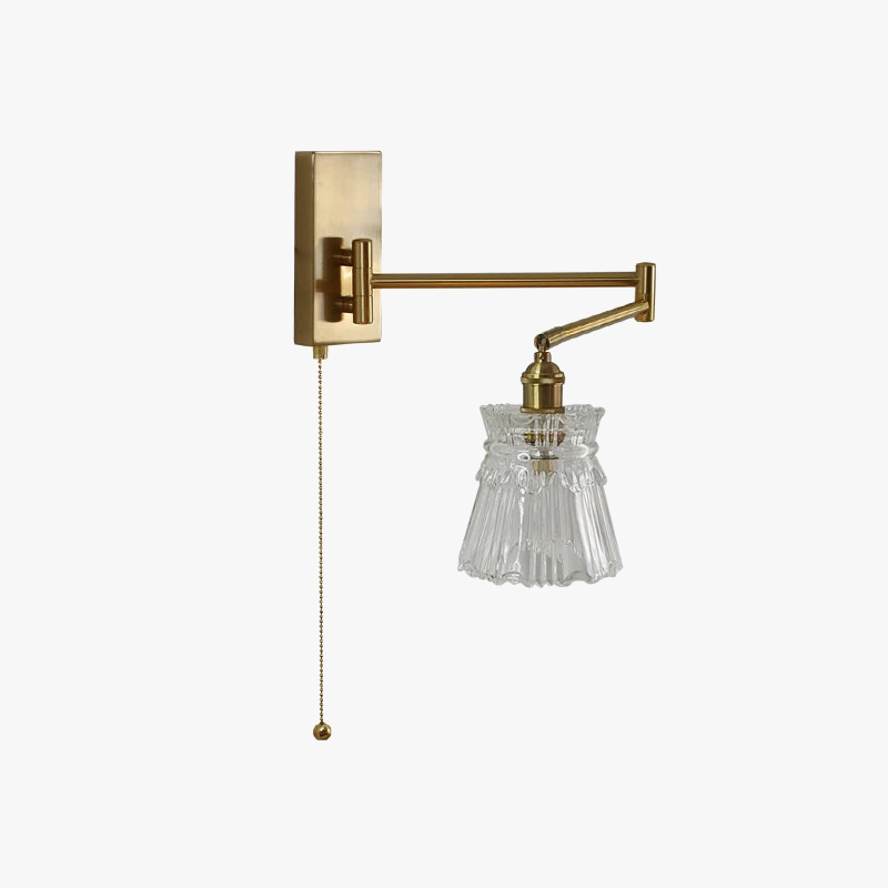 IWHD tirer chaîne verre applique murale LED applique bras gauche droite rotation chambre salon lumières nordique moderne à côté lampe Wandlamp