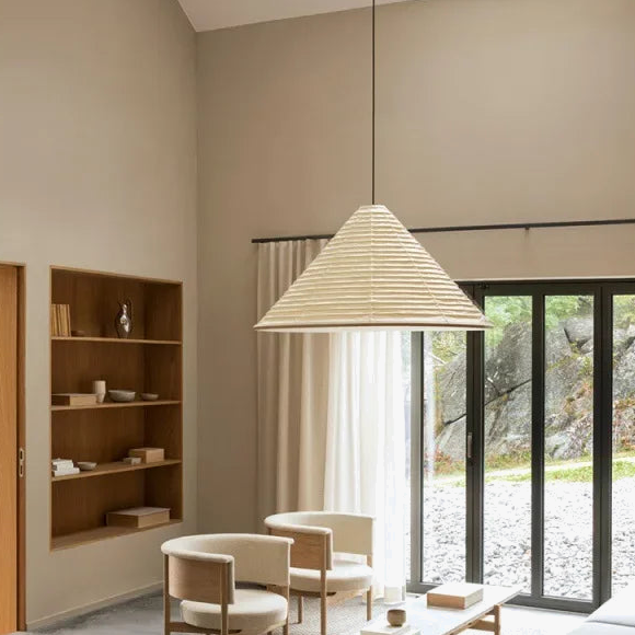 Suspension design style japonais cône papier de riz