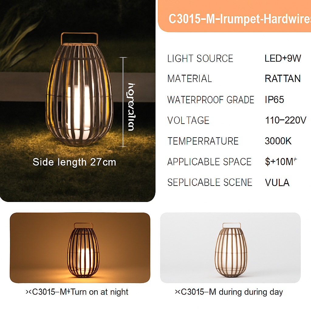 Jardin extérieur lumière solaire rotin IP65 étanche lampadaire Villa cour paysage pelouse lumière pour jardin Patio clôture décor