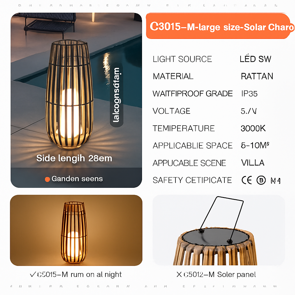 Jardin extérieur lumière solaire rotin IP65 étanche lampadaire Villa cour paysage pelouse lumière pour jardin Patio clôture décor
