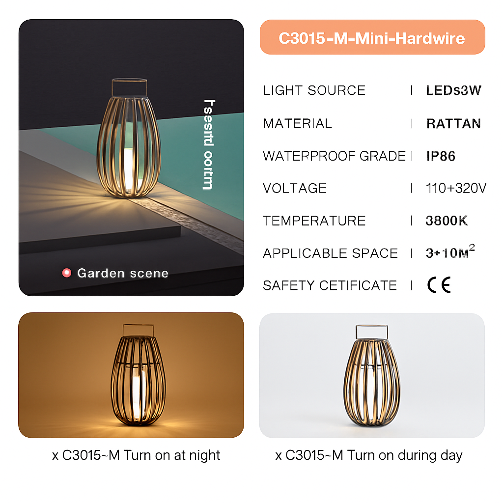 Jardin extérieur lumière solaire rotin IP65 étanche lampadaire Villa cour paysage pelouse lumière pour jardin Patio clôture décor