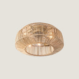 Ventilateur de plafond dôme en rotin tressé à pales cachées — Amarante