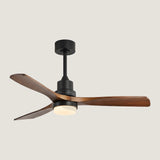 Ventilateur de plafond en noyer massif avec diffuseur LED rond — Aiguemarine