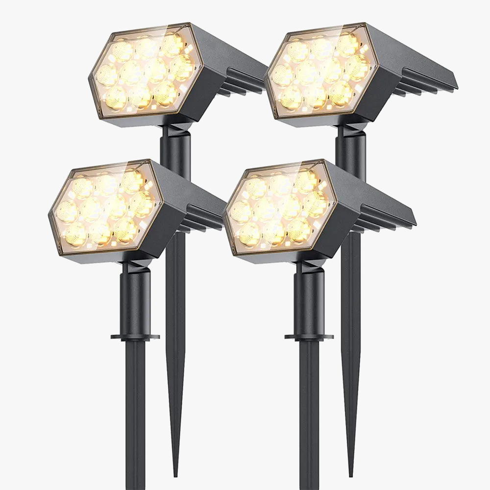 KHTO lumières solaires extérieures 92 LED spots solaires extérieurs IP67 étanche lampes de jardin solaires 2 en 1 pour porche de jardin de cour