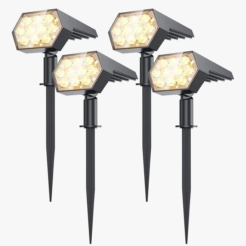 KHTO lumières solaires extérieures 92 LED spots solaires extérieurs IP67 étanche lampes de jardin solaires 2 en 1 pour porche de jardin de cour