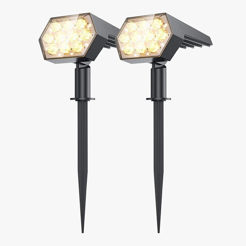 KHTO lumières solaires extérieures 92 LED spots solaires extérieurs IP67 étanche lampes de jardin solaires 2 en 1 pour porche de jardin de cour