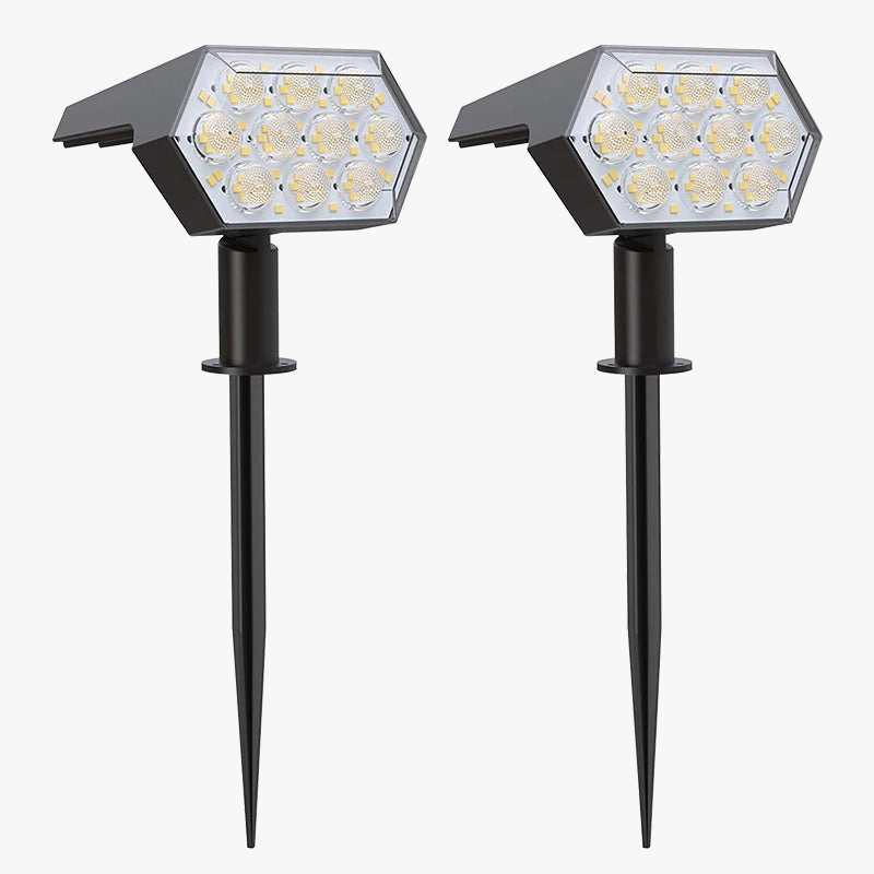 KHTO lumières solaires extérieures 92 LED spots solaires extérieurs IP67 étanche lampes de jardin solaires 2 en 1 pour porche de jardin de cour