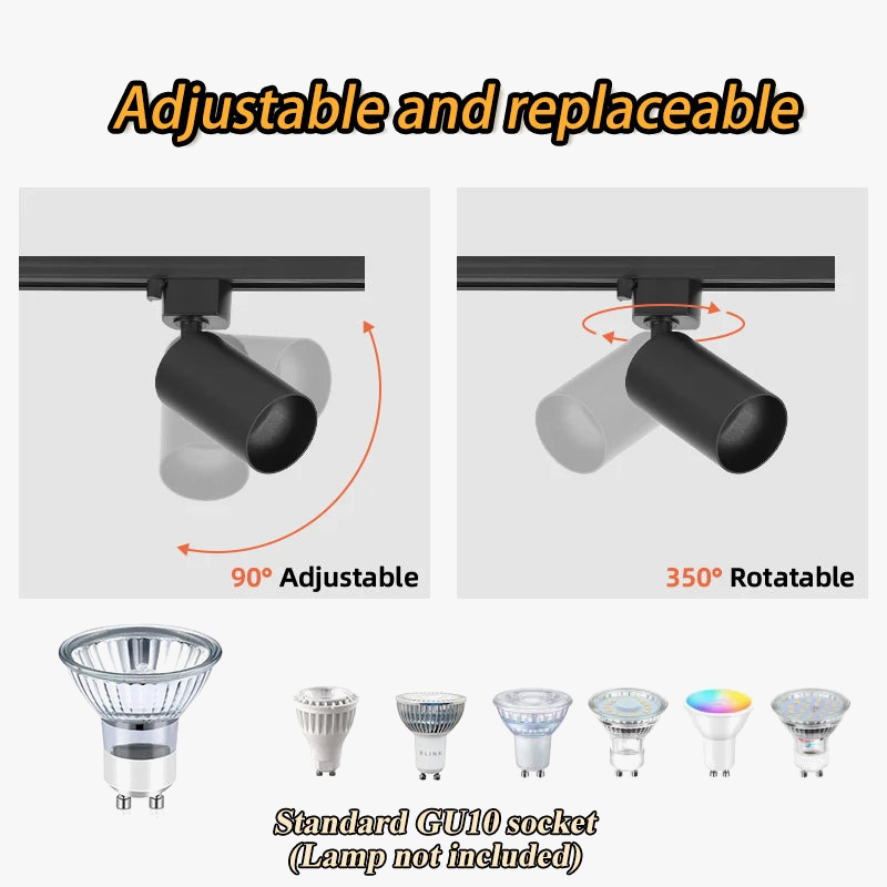 kit d'éclairage sur rail spots dimmables pour décoration intérieure