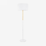 Lampadaire avec abat-jour en tissu et pied en bois