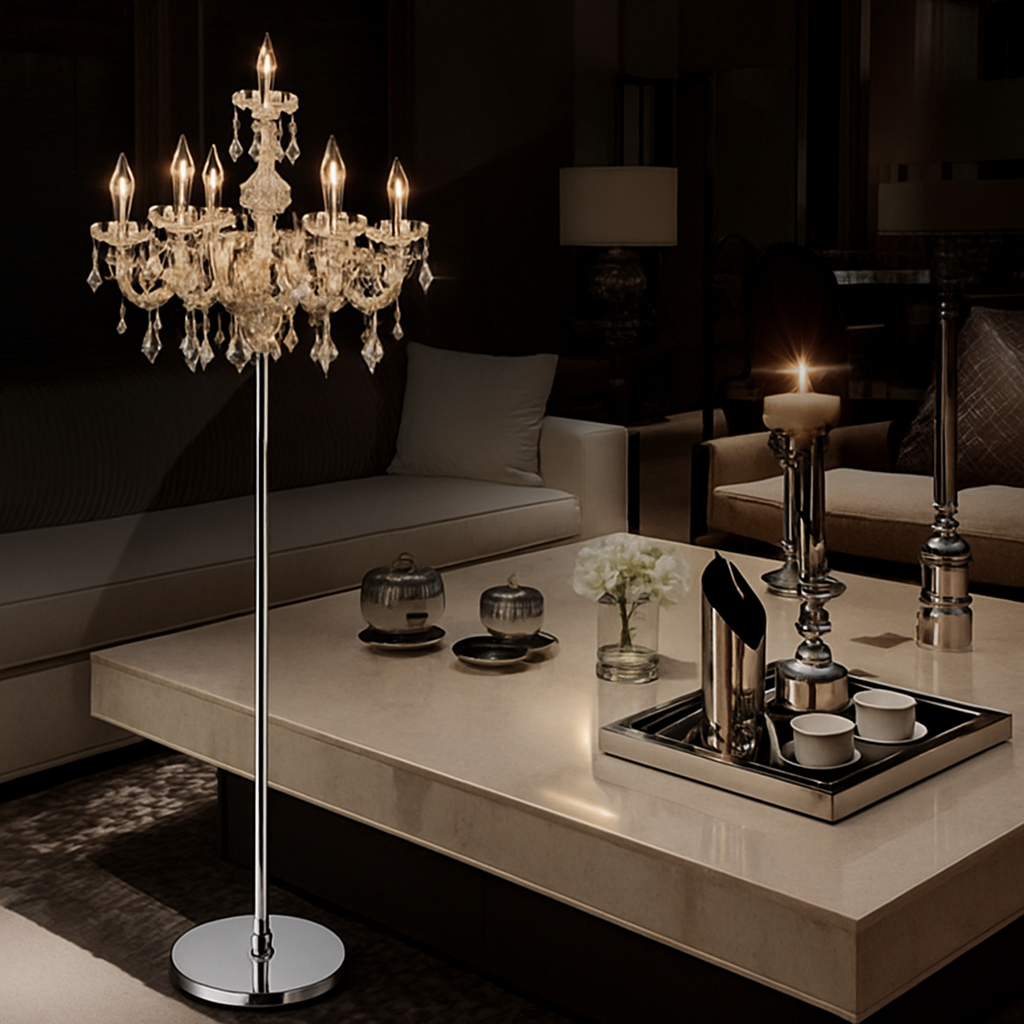 Lampadaire avec bougies en cristal
