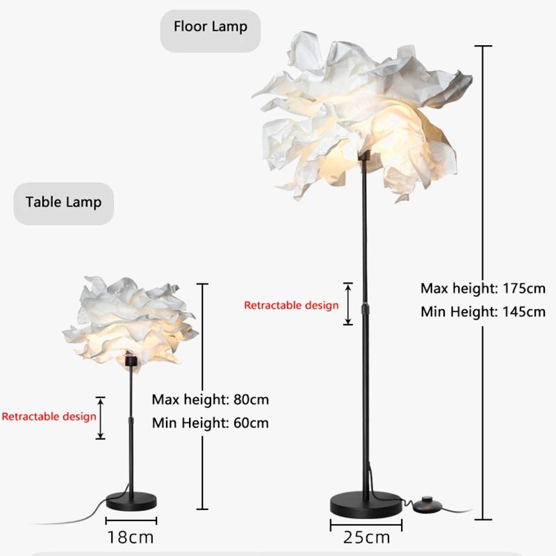 lampadaire créatif en papier avec poteau rétractable pour hôtel