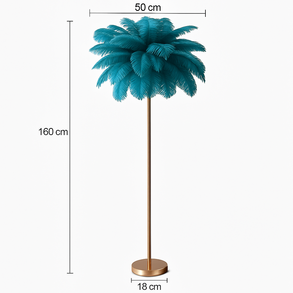 lampadaire décoratif nordique avec plumes d'autruche et éclairage led