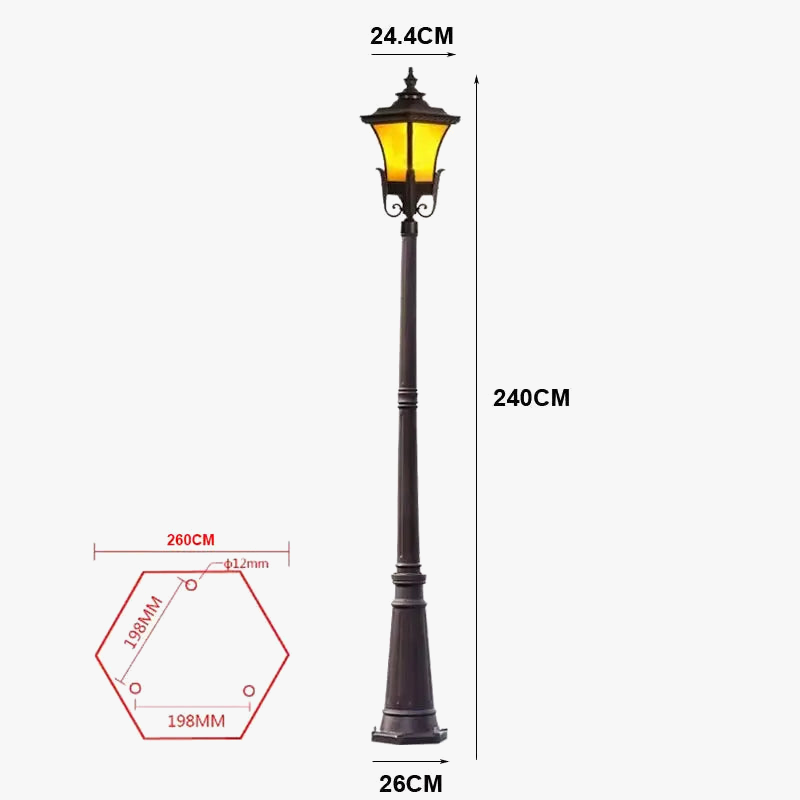 lampadaire de jardin rétro en aluminium antirouille étanche