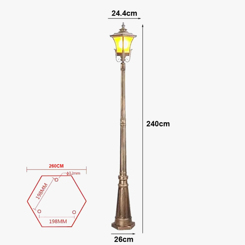 lampadaire de jardin rétro en aluminium antirouille étanche