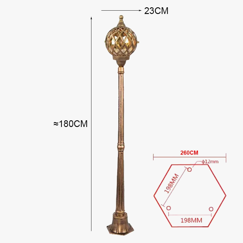 lampadaire de jardin à tête unique en led décoratif