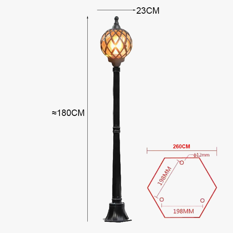 lampadaire de jardin à tête unique en led décoratif