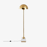 Lampadaire design à LED en métal doré avec abat-jour sphérique