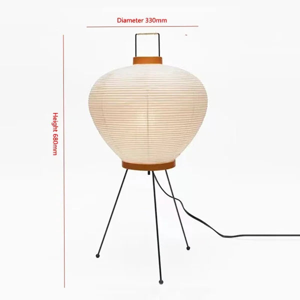 lampadaire design japonais en papier de riz avec trépied