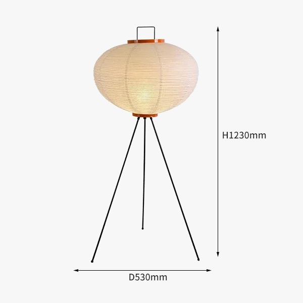 lampadaire design japonais en papier de riz avec trépied