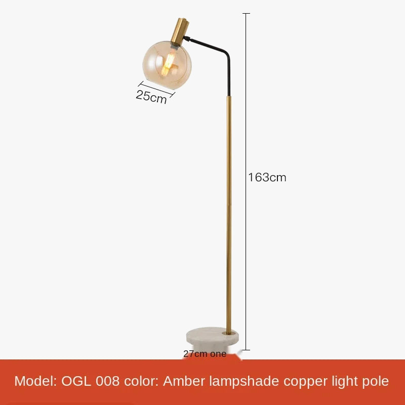 lampadaire doré et noir en métal et verre élégant