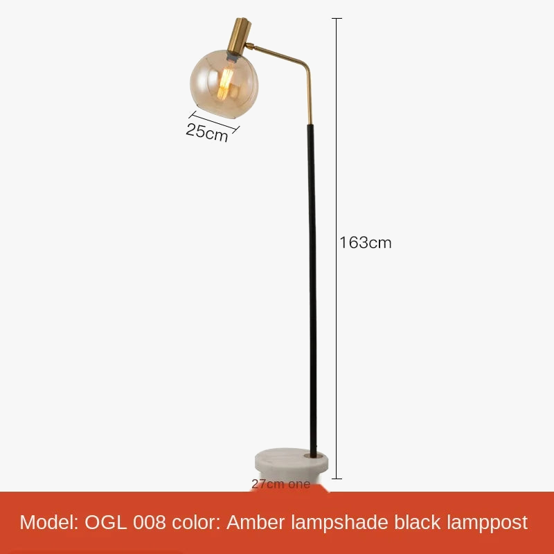 lampadaire doré et noir en métal et verre élégant